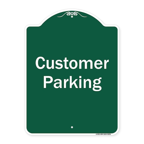 Customer Parking 2 Heavy-Gauge Aluminum Architectural Sign, 24" x 18", GW-1824-9856